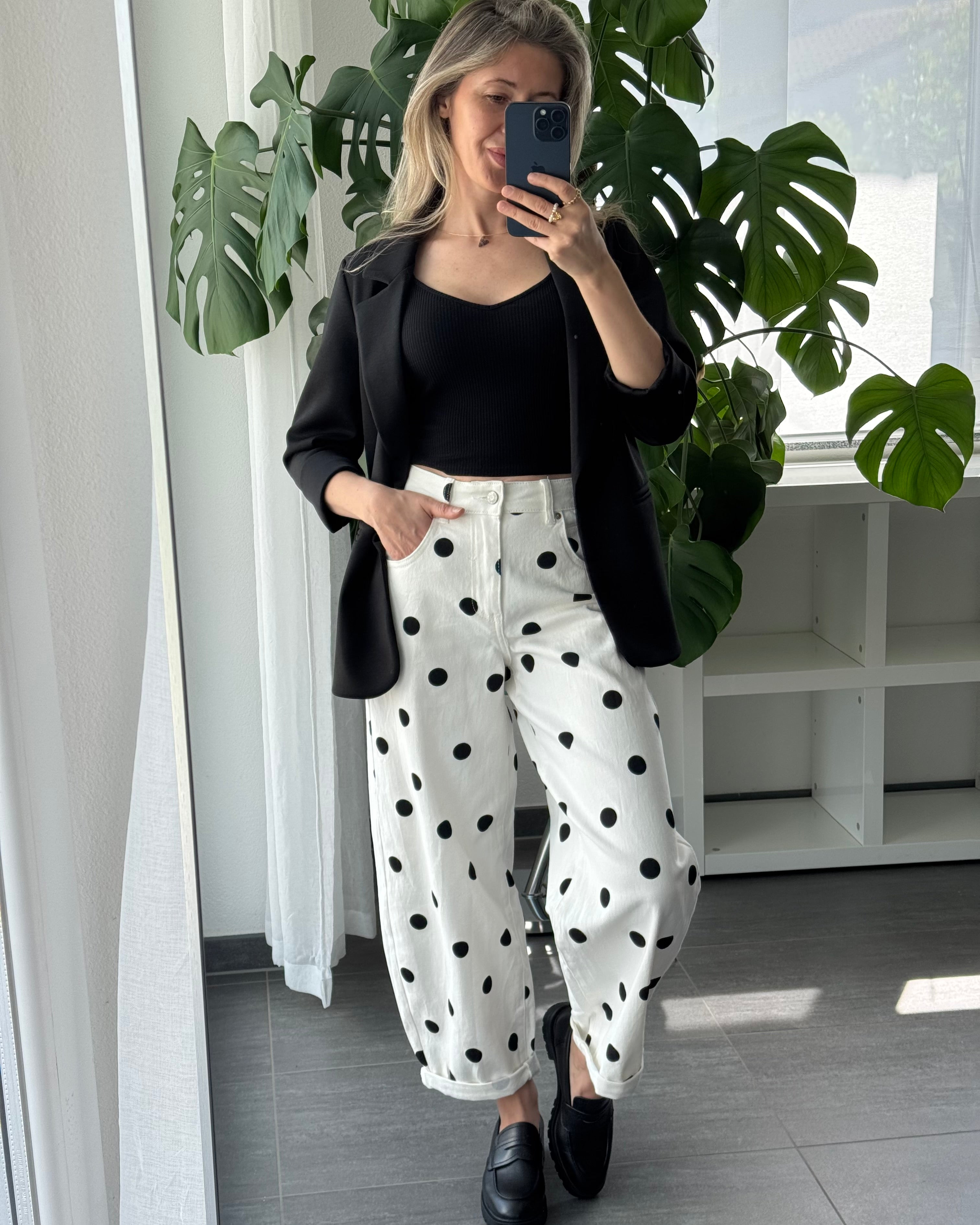 Stretch Balloon Jeans Polka Dots