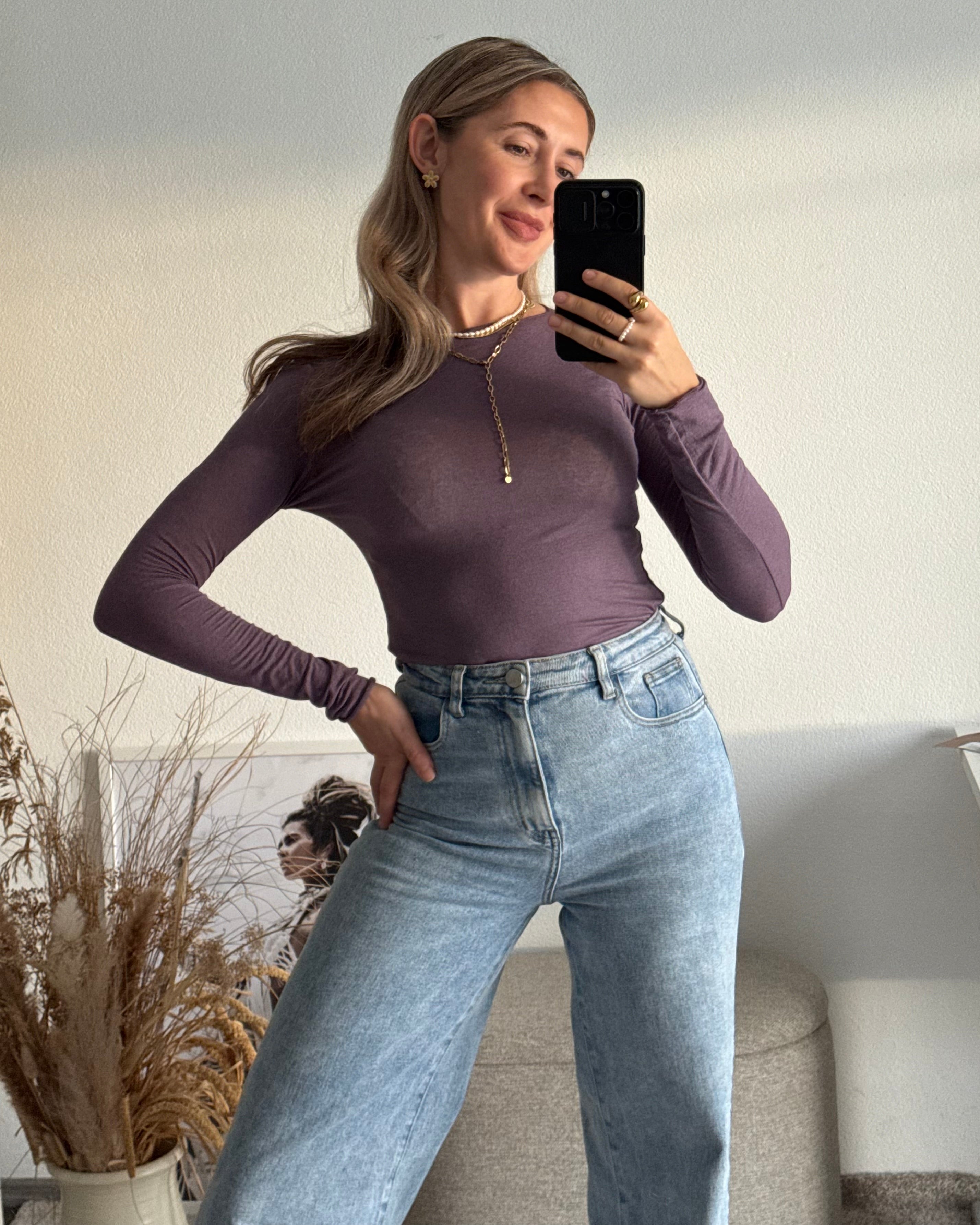 Kaschmir Longsleeve Flieder Premium-Qualität