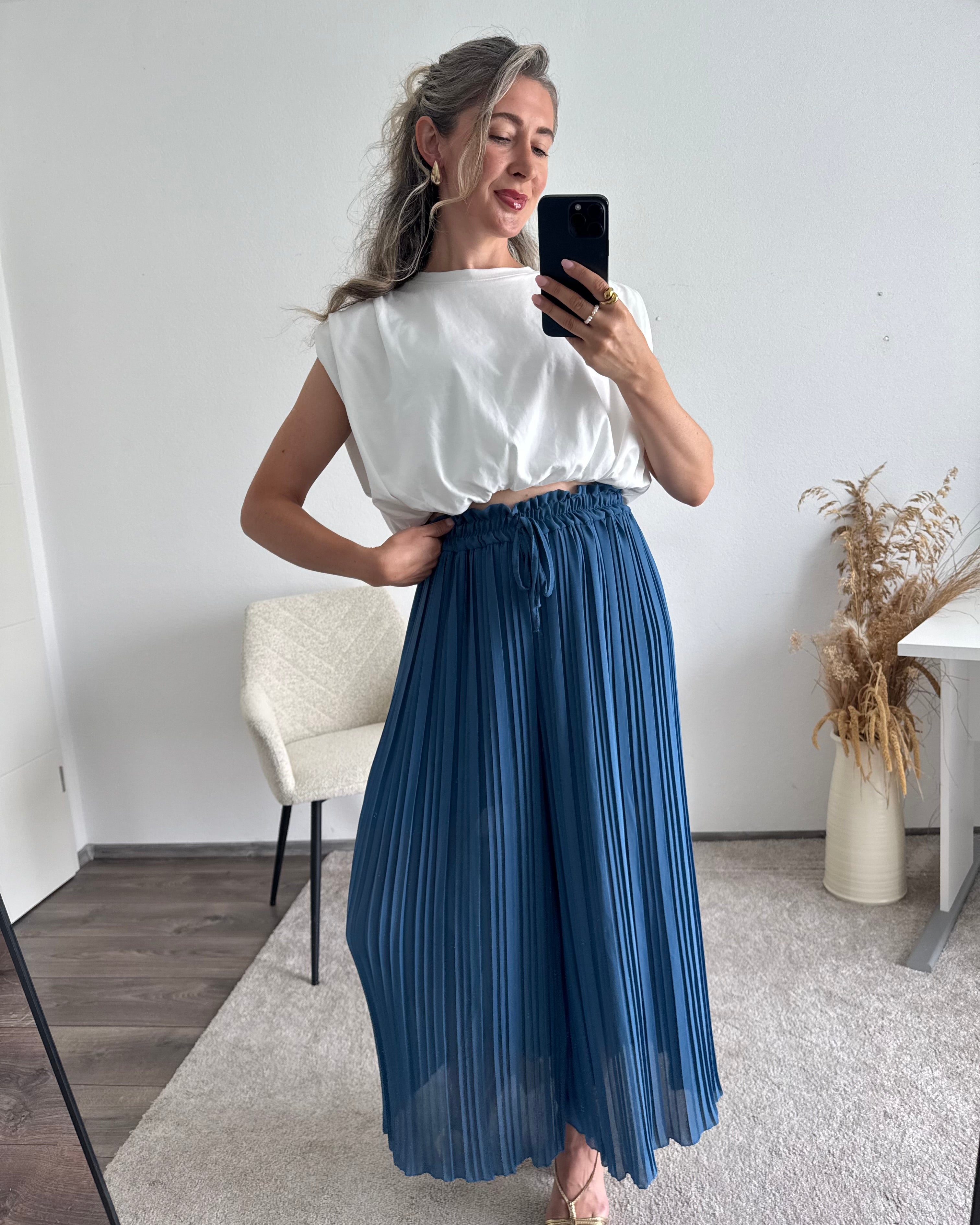 Plisseehose Blau