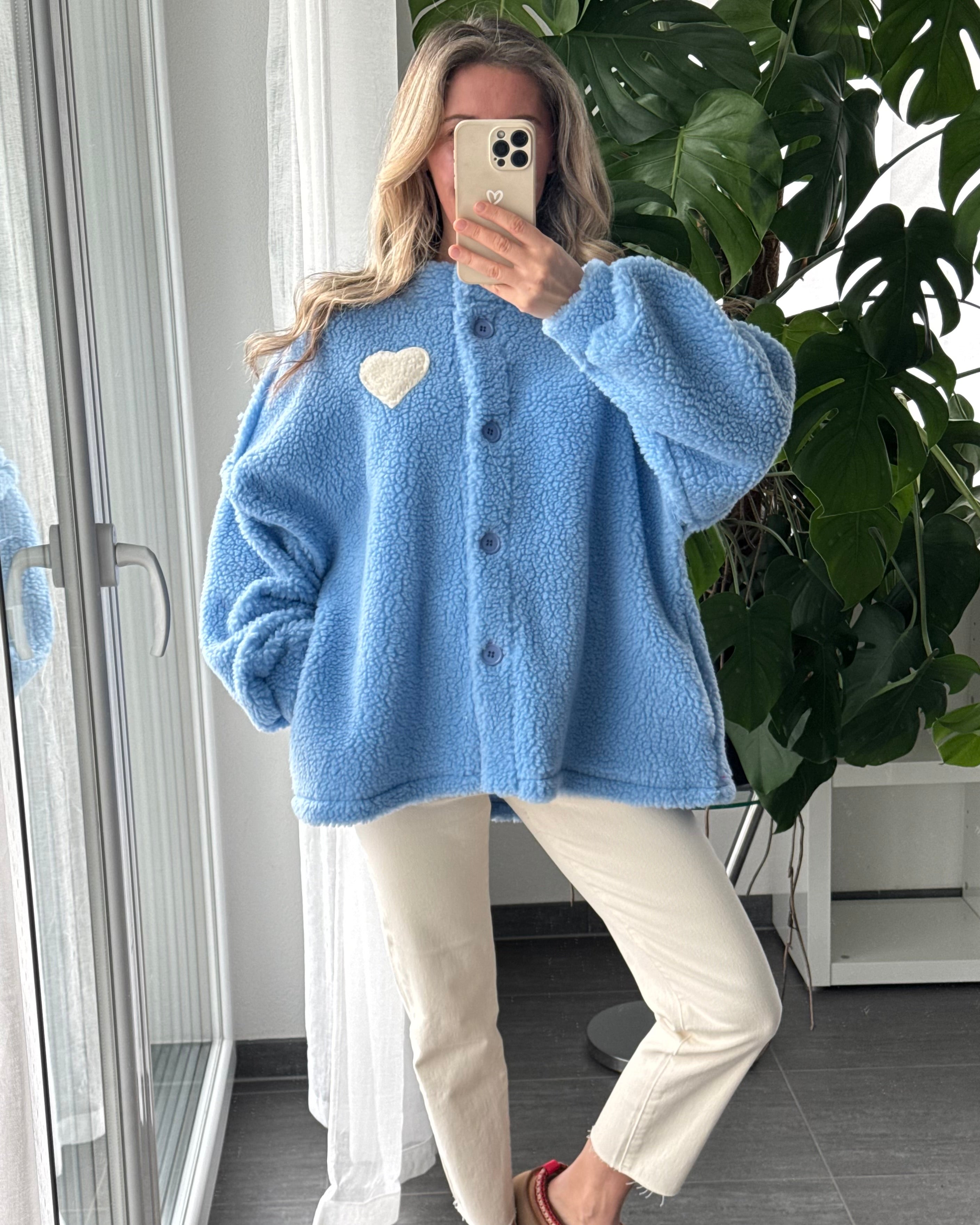 Teddyjacke Herz Blau