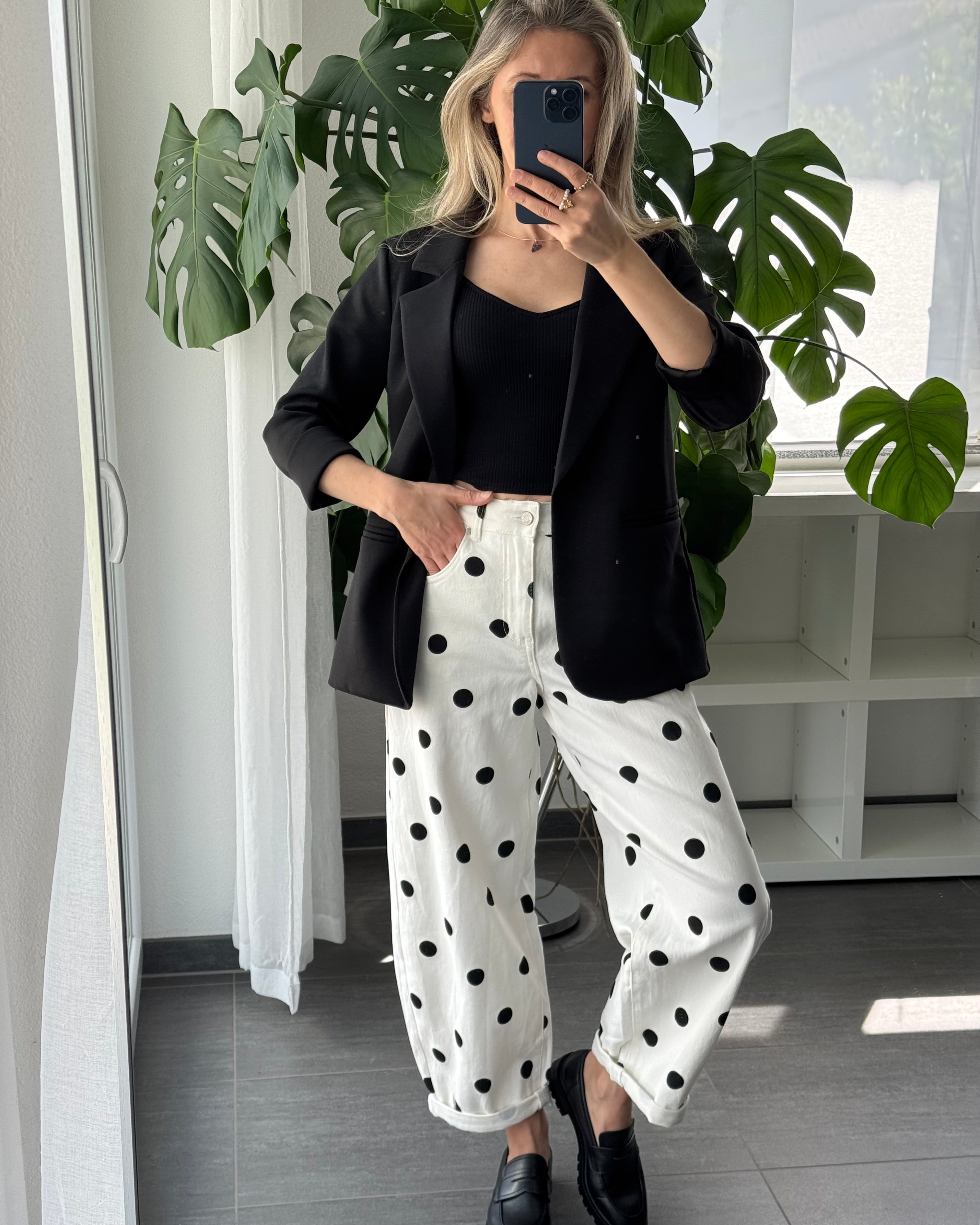 Stretch Balloon Jeans Polka Dots