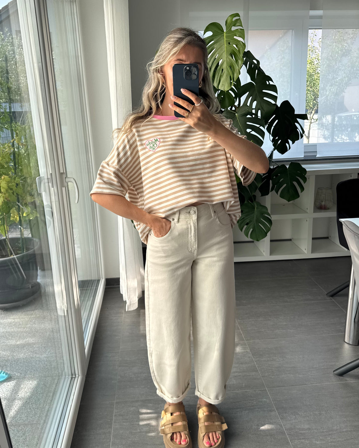 Stretch Balloon Jeans Beige