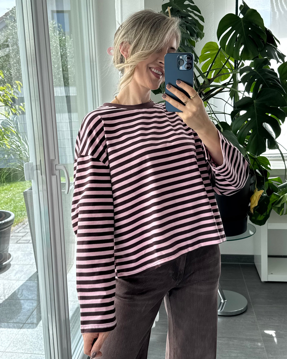 Oversize Stripe Shirt Choco Rosa