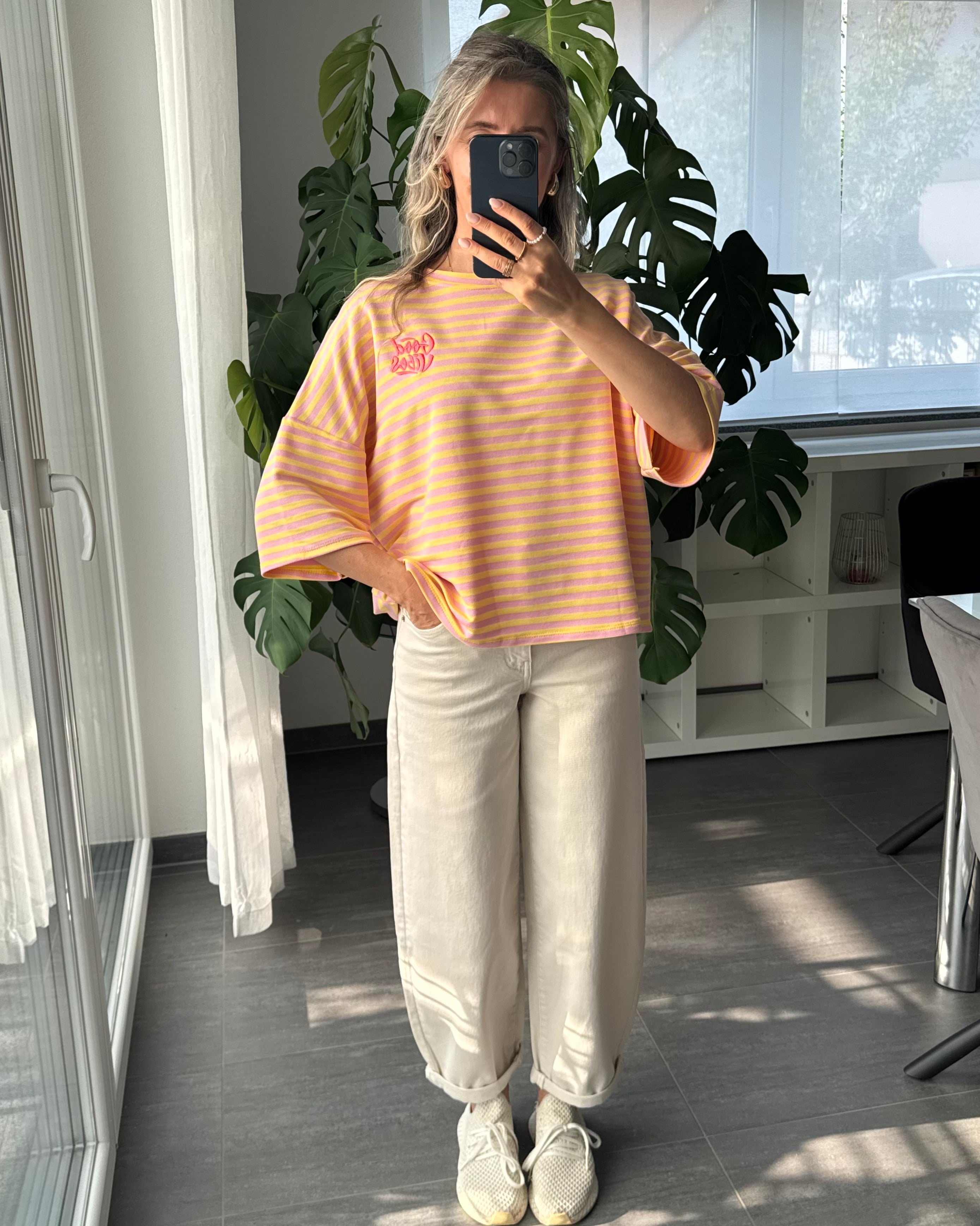 Shirt Streifenliebe Good Vibes SOFTGELB