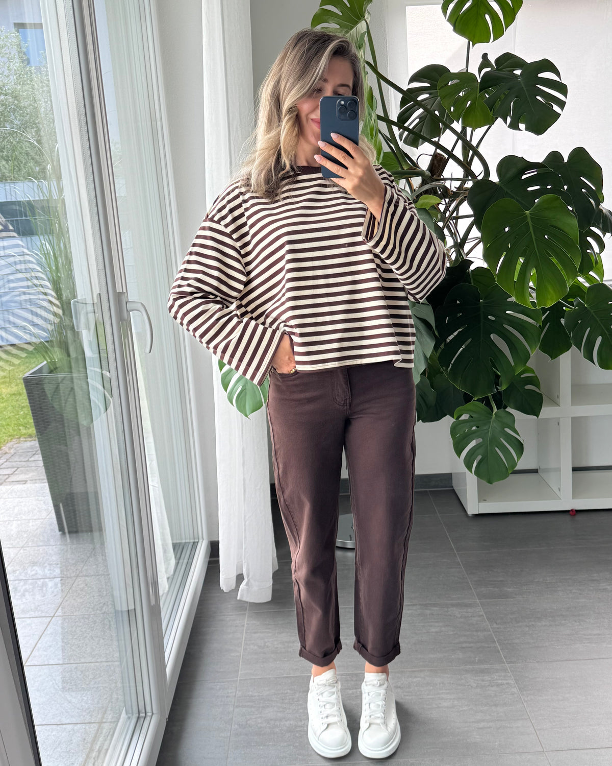 Oversize Stripe Shirt Choco