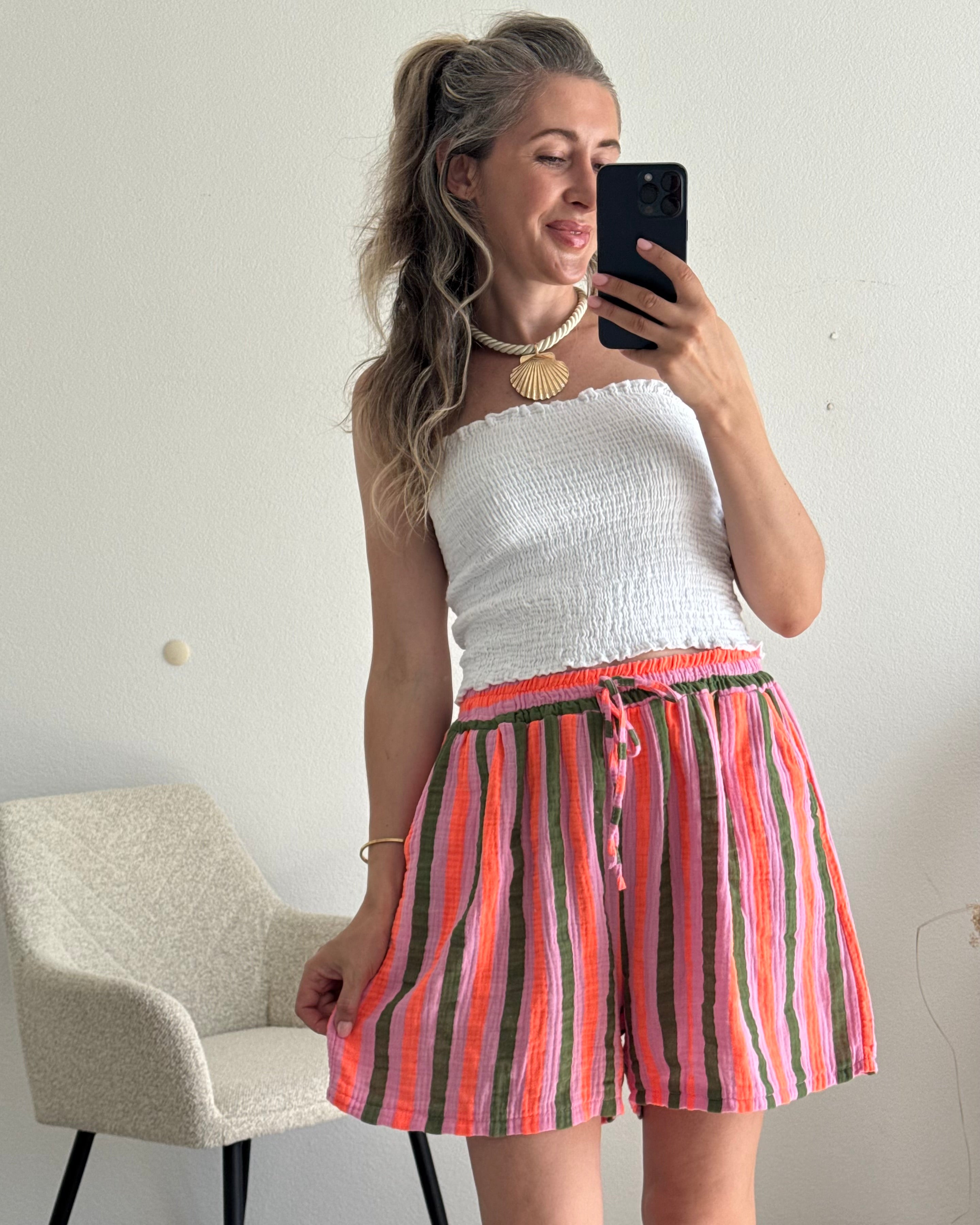 Shorts aus Musselin Stripes