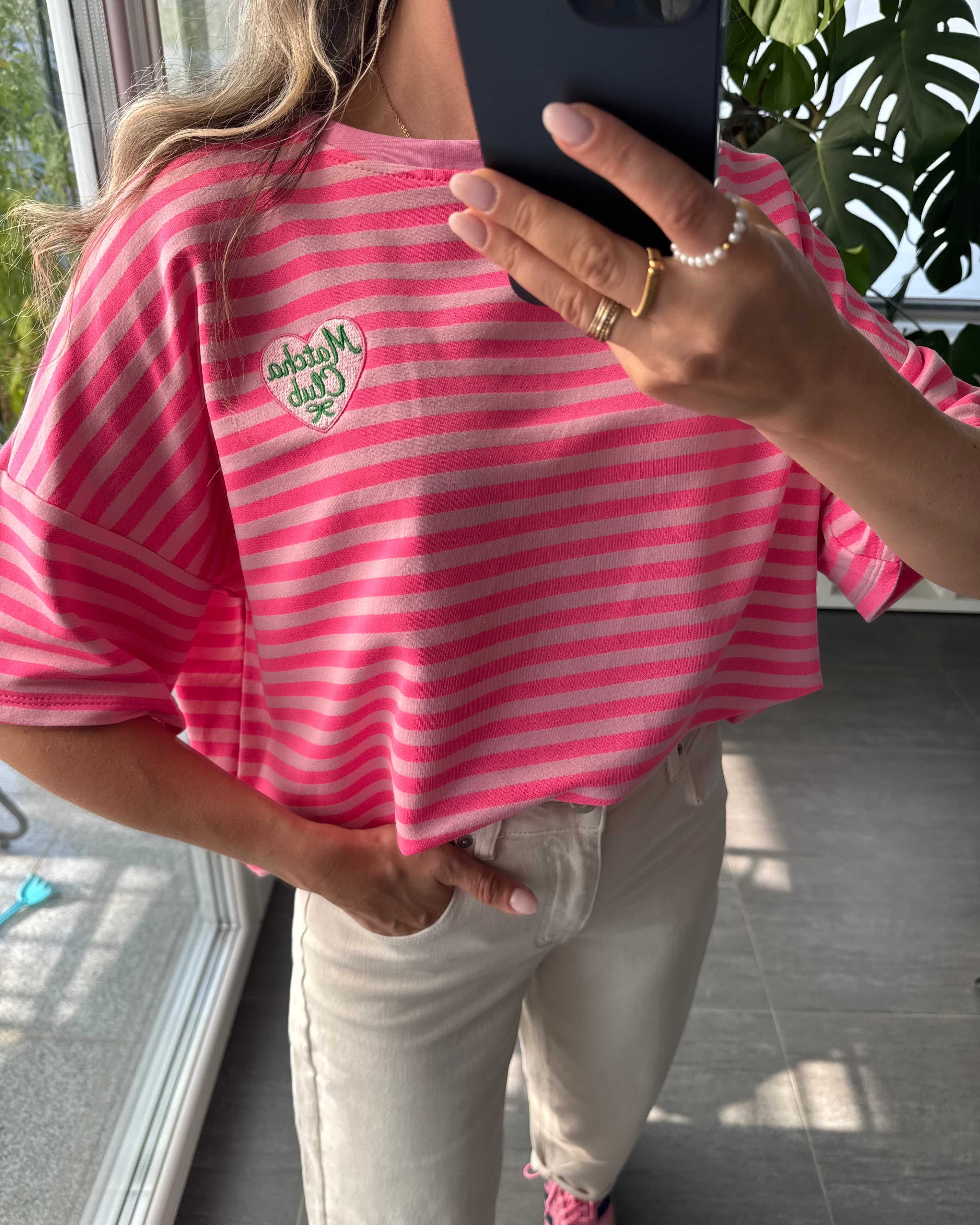 Shirt Streifenliebe Matcha Club Pink