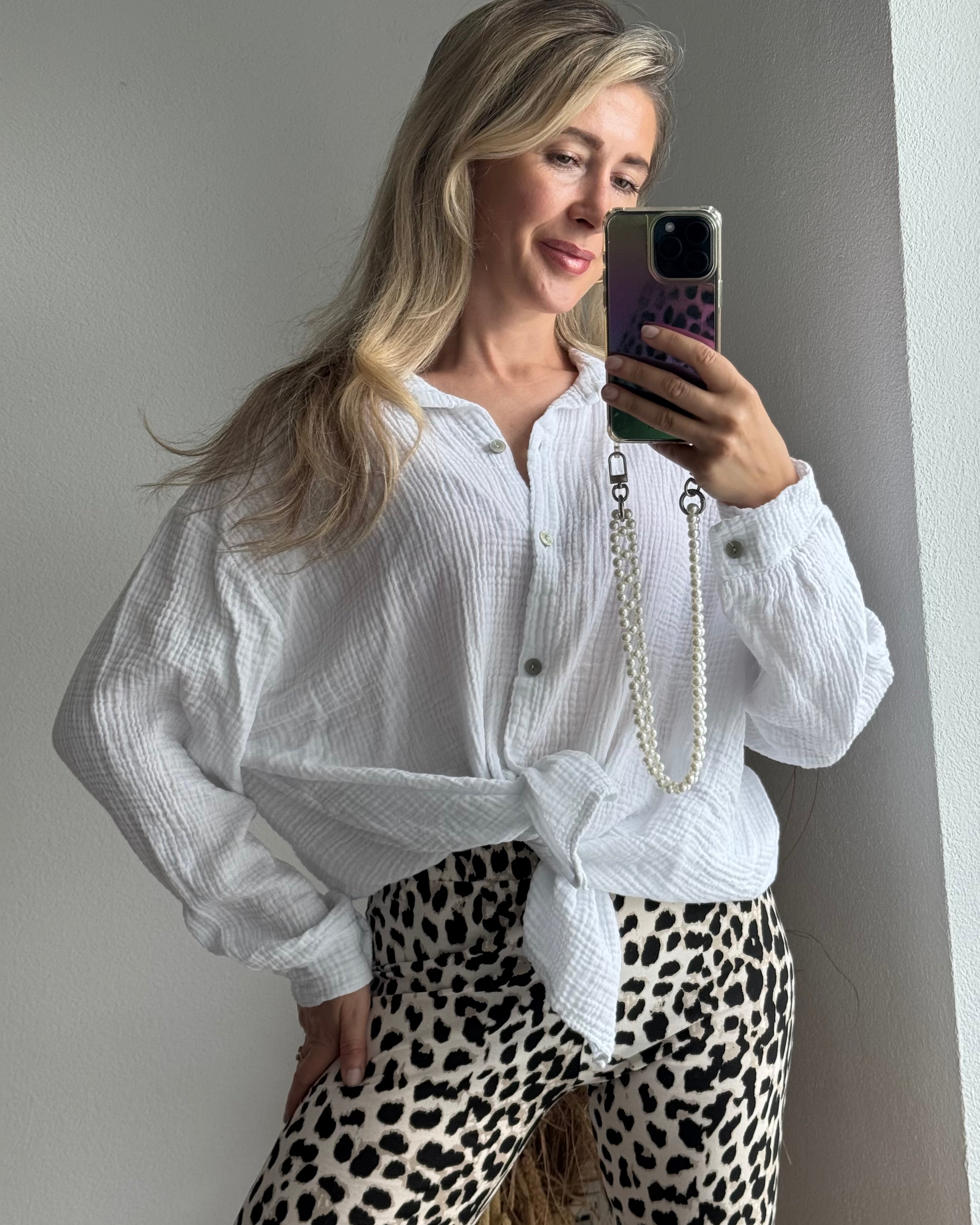 Musselinbluse Weiß
