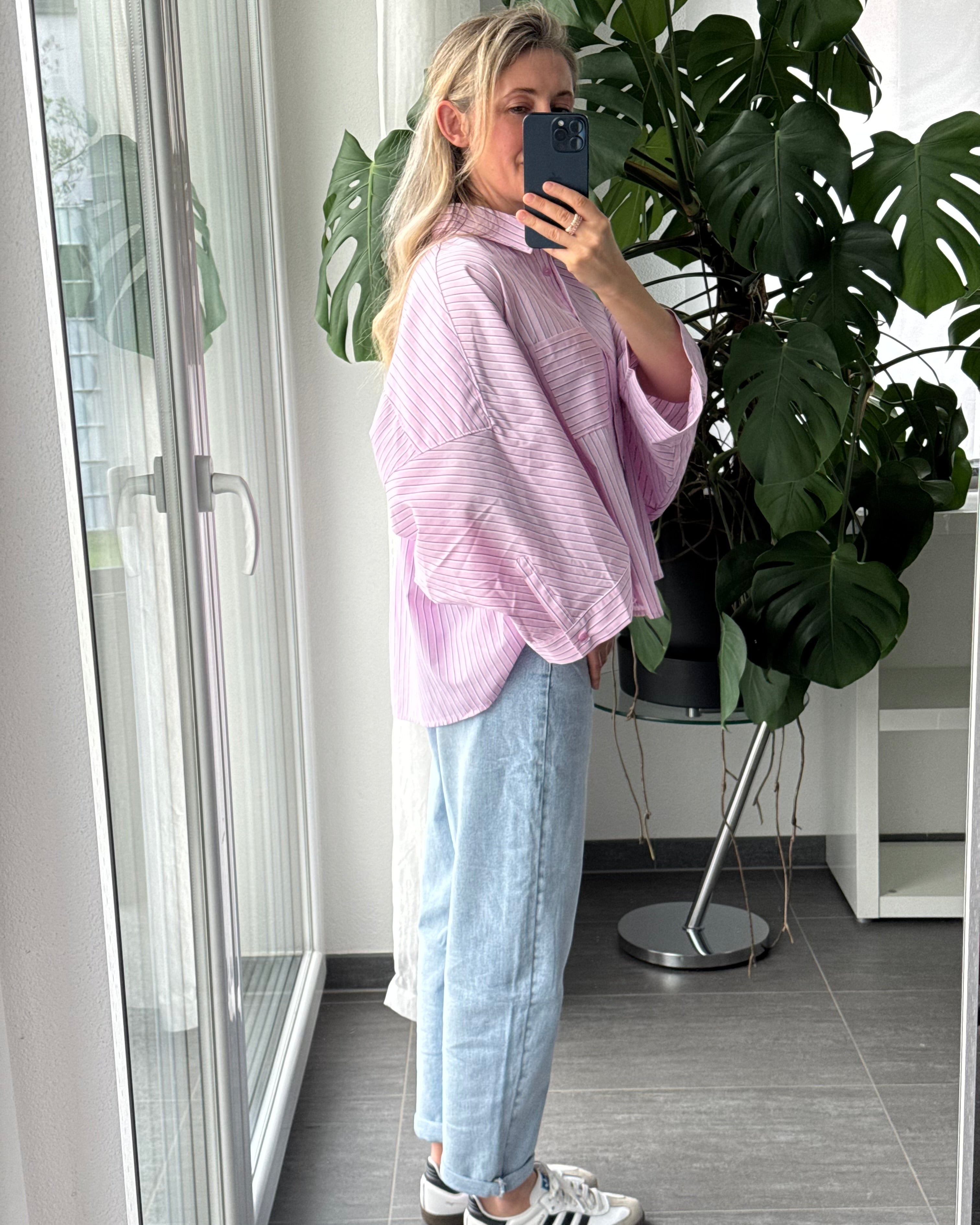 Oversize Bluse gestreift Pink