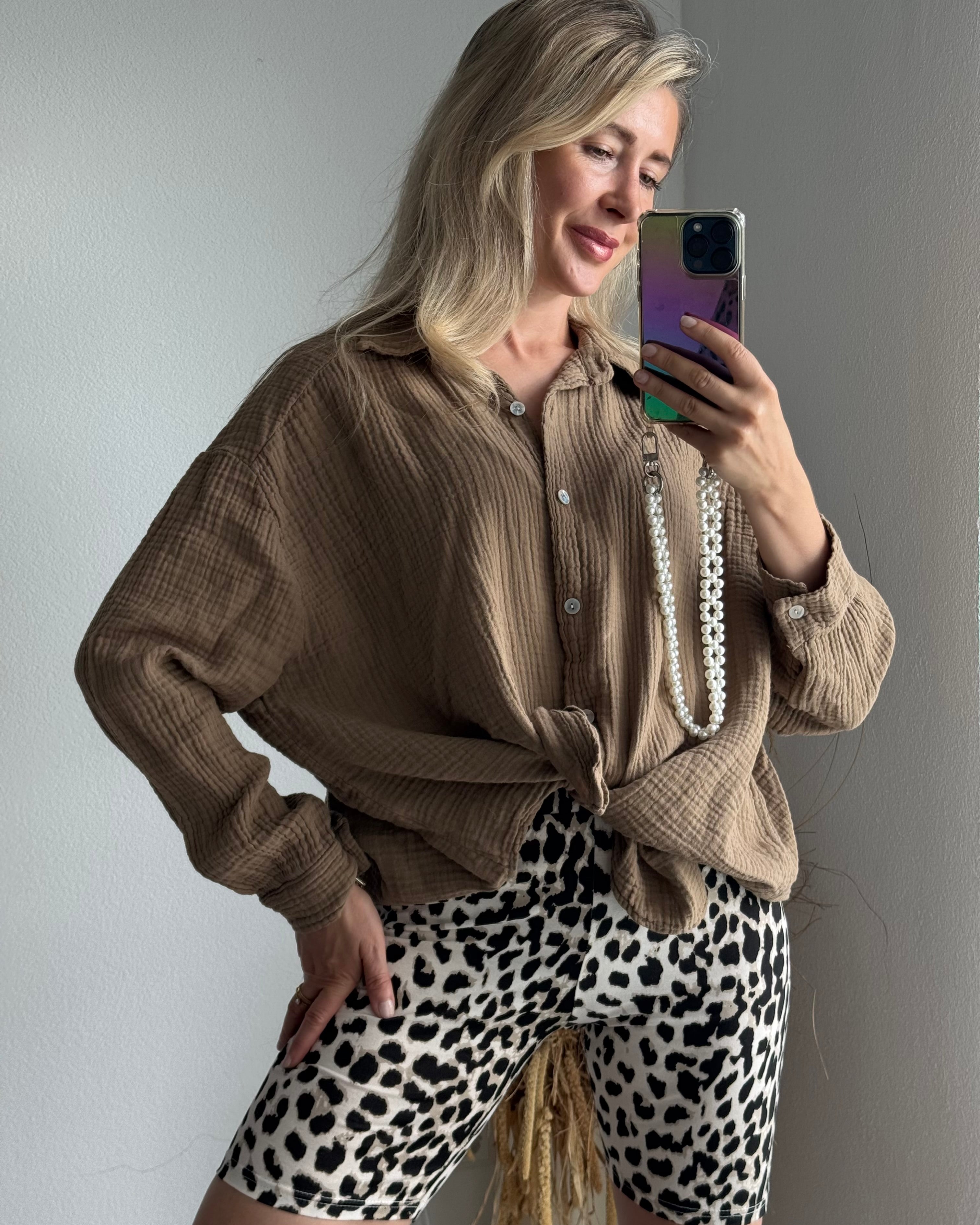 Musselinbluse Mokka