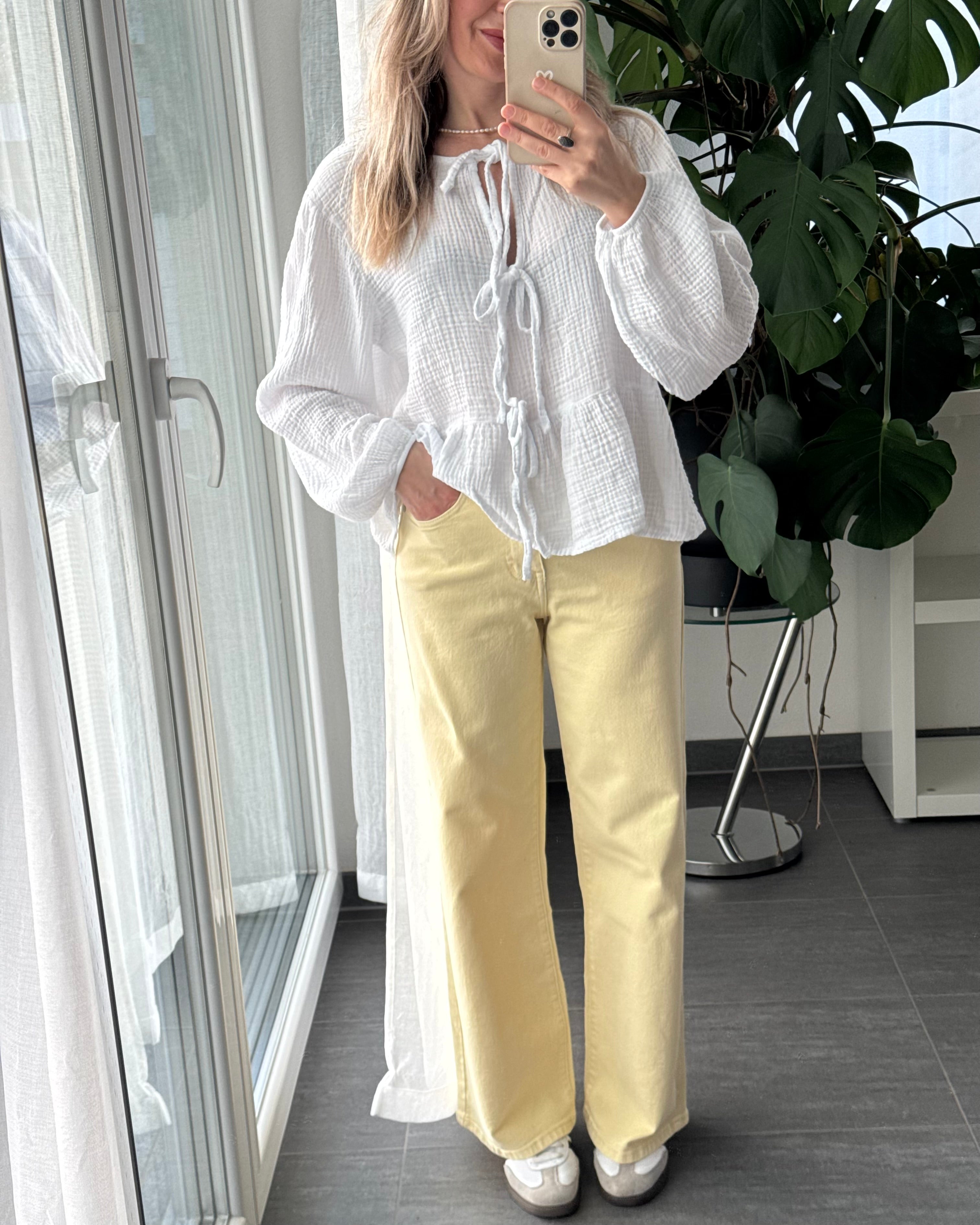 Wide leg stretch Jeans Butter Yellow