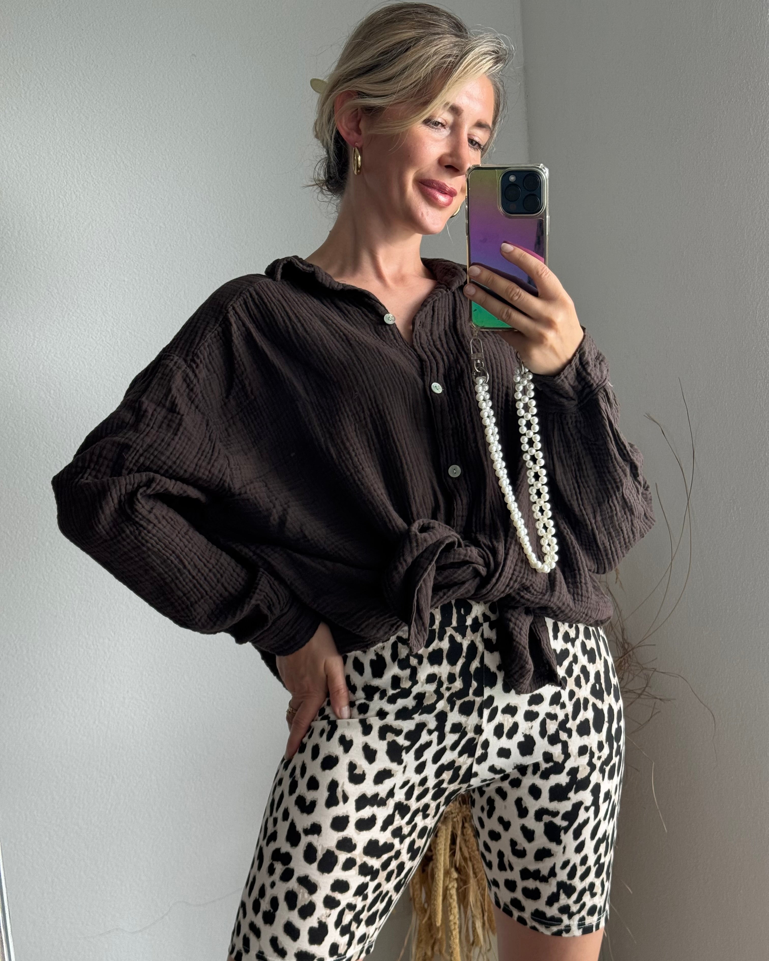 Musselinbluse Braun