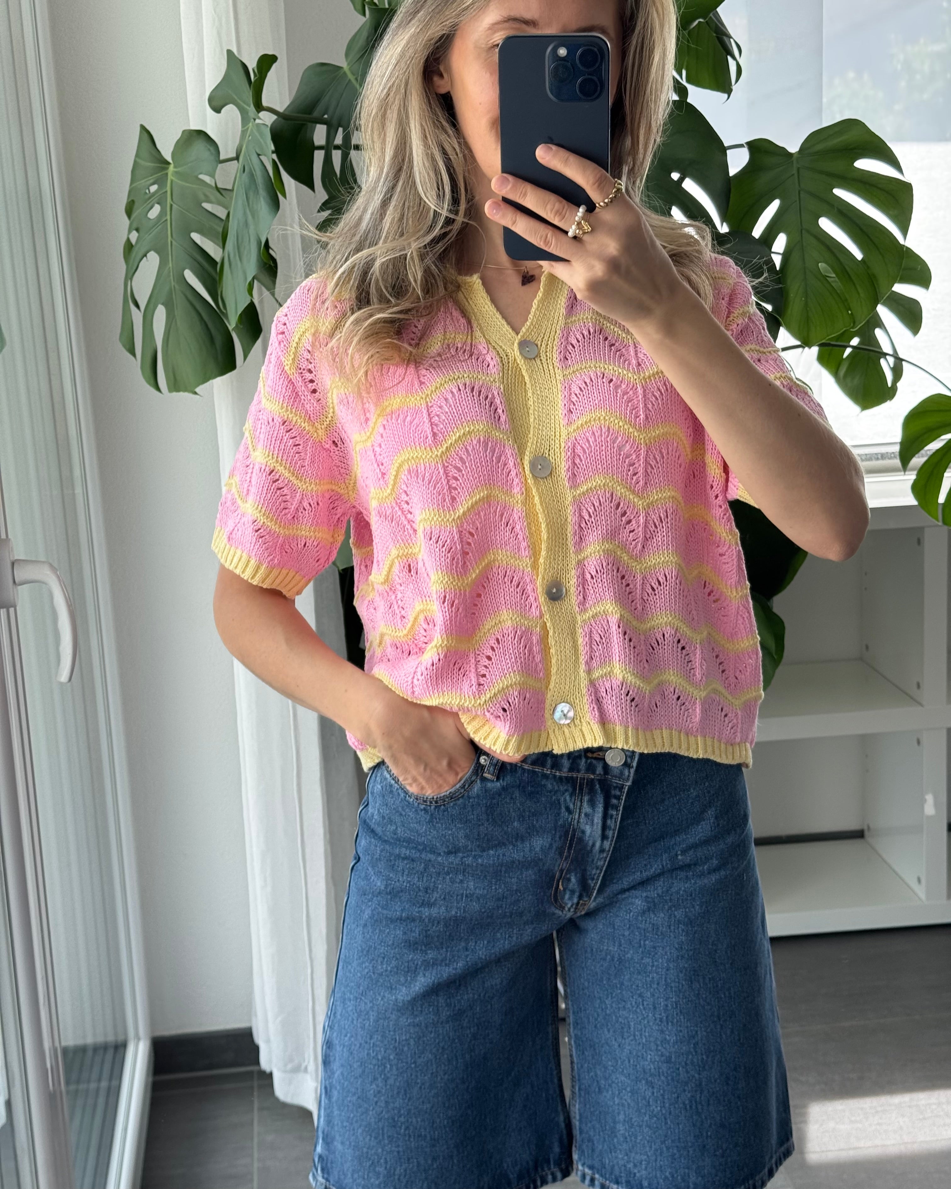 Lina Knit Polo Gelb Pink