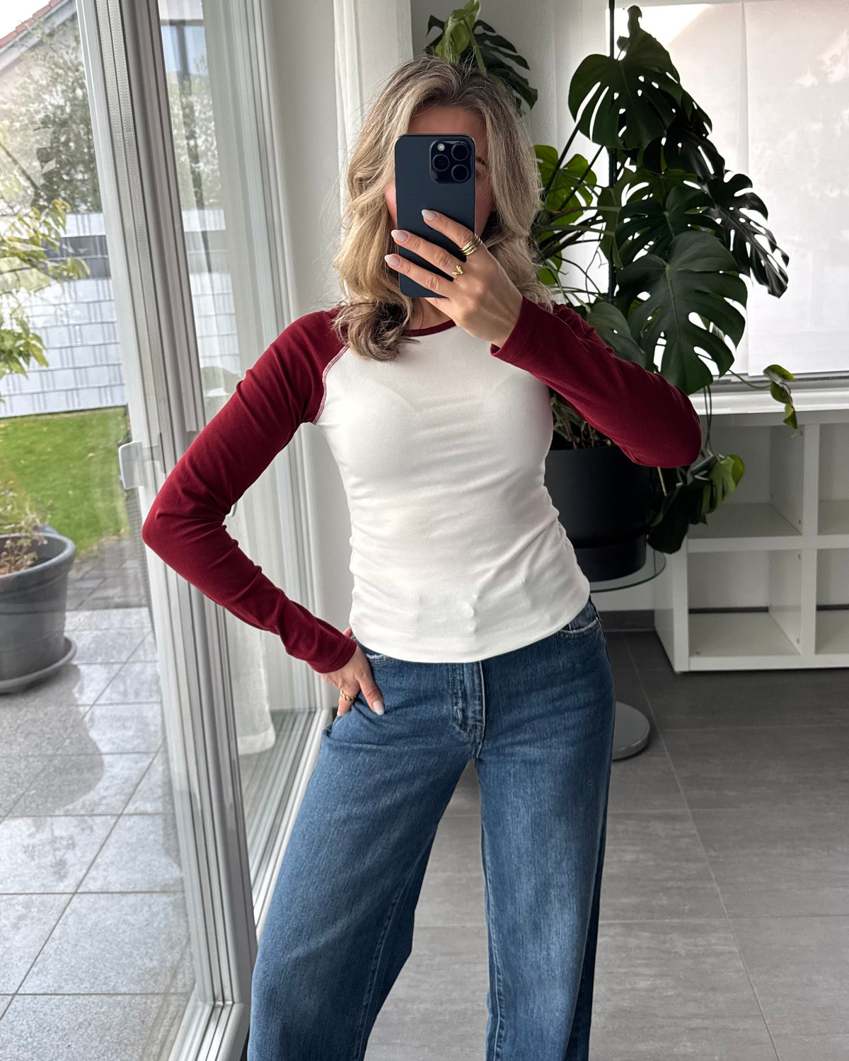 longsleeve Colorblock Bordeaux