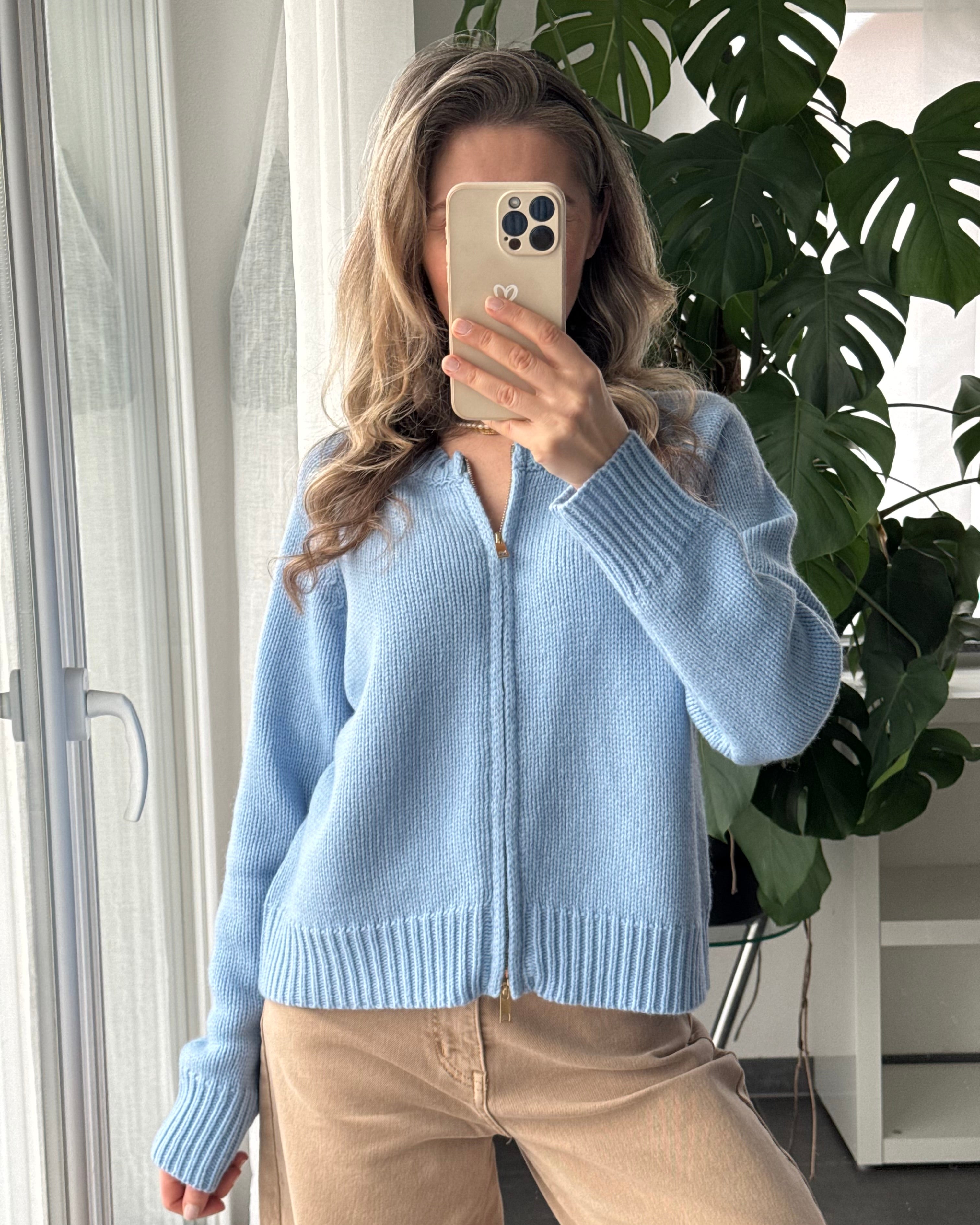 Zip Cardigan Blau