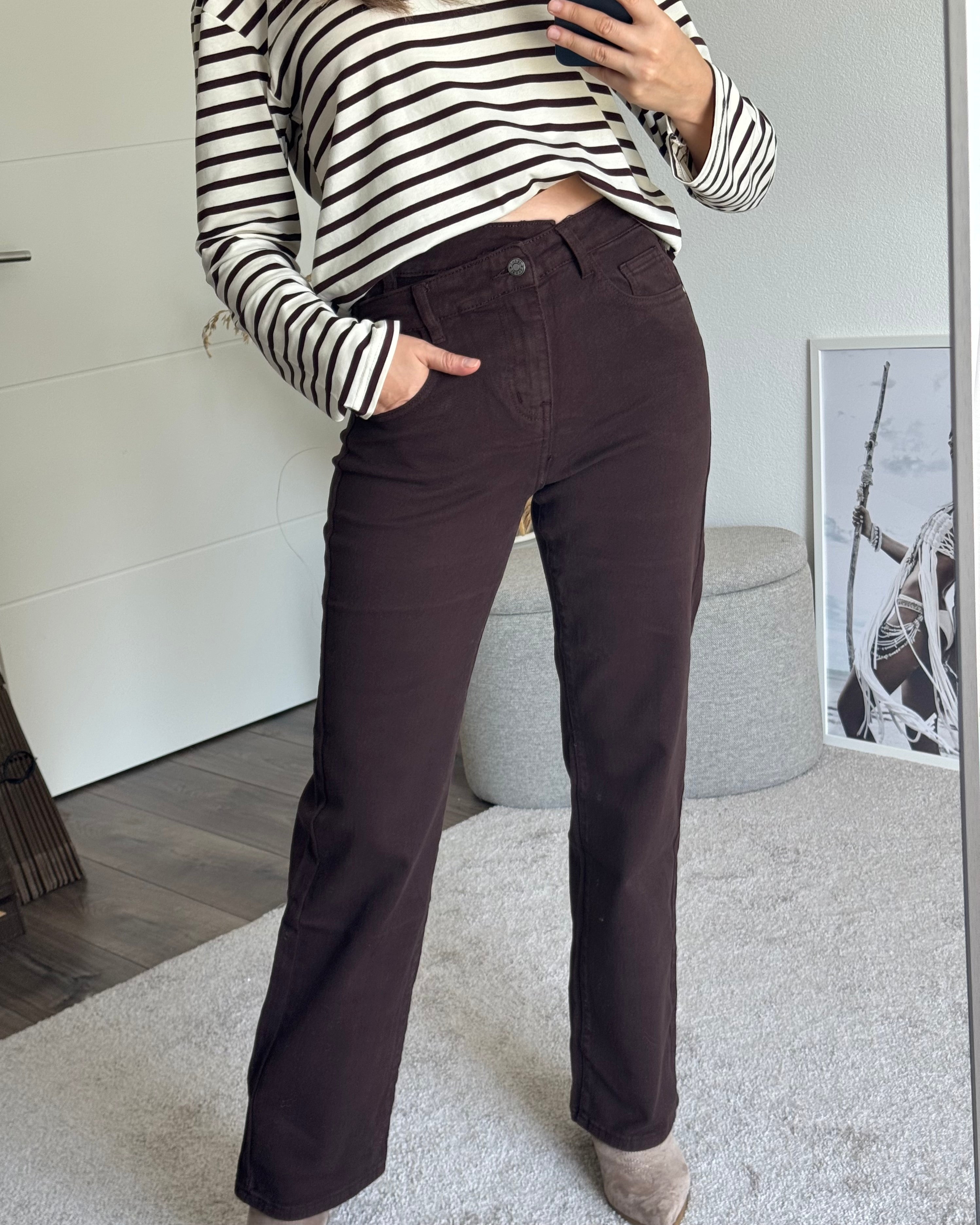 Straight Jeans Schokobraun