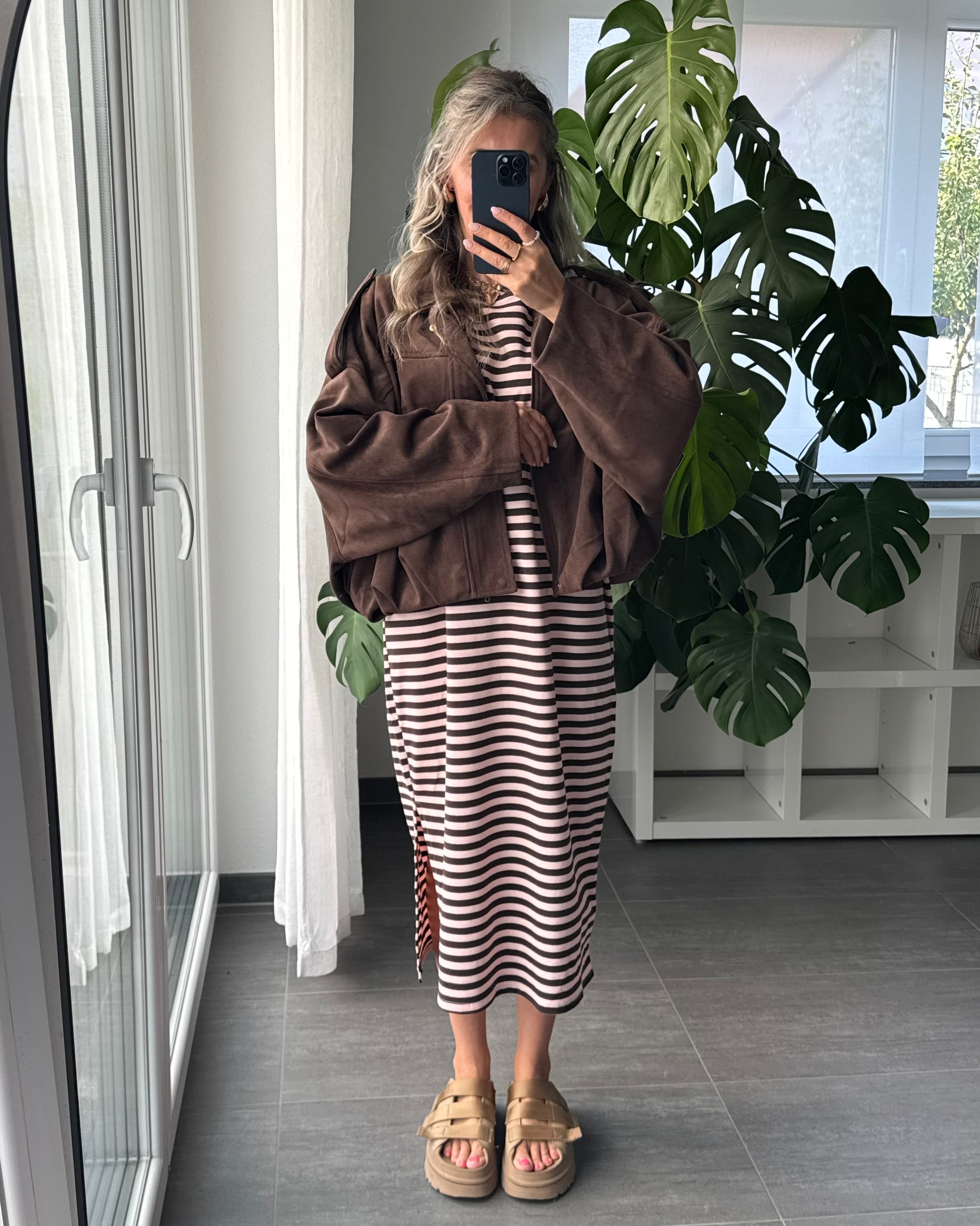 Midikleid Sienna Stripes Braun