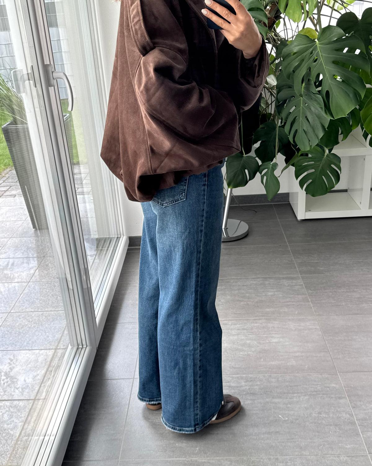 Wide leg stretch Jeans dunkelblau