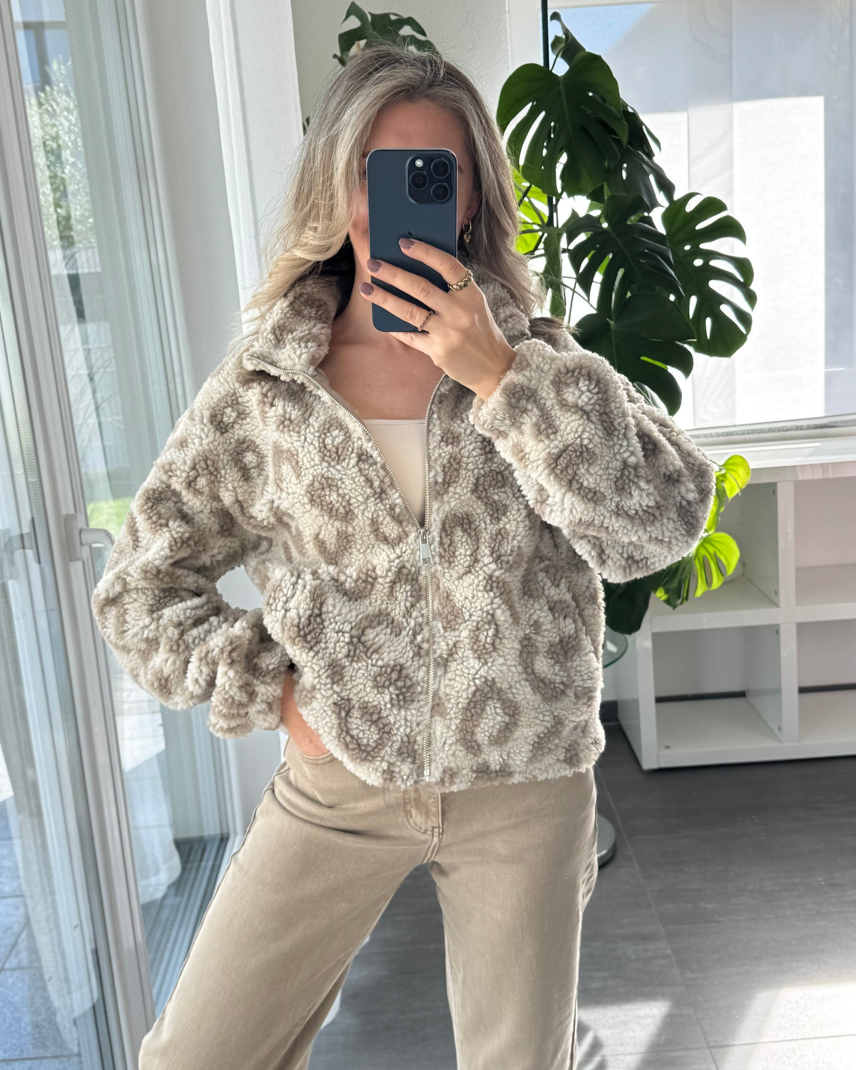 Teddyjacke Leo Beige