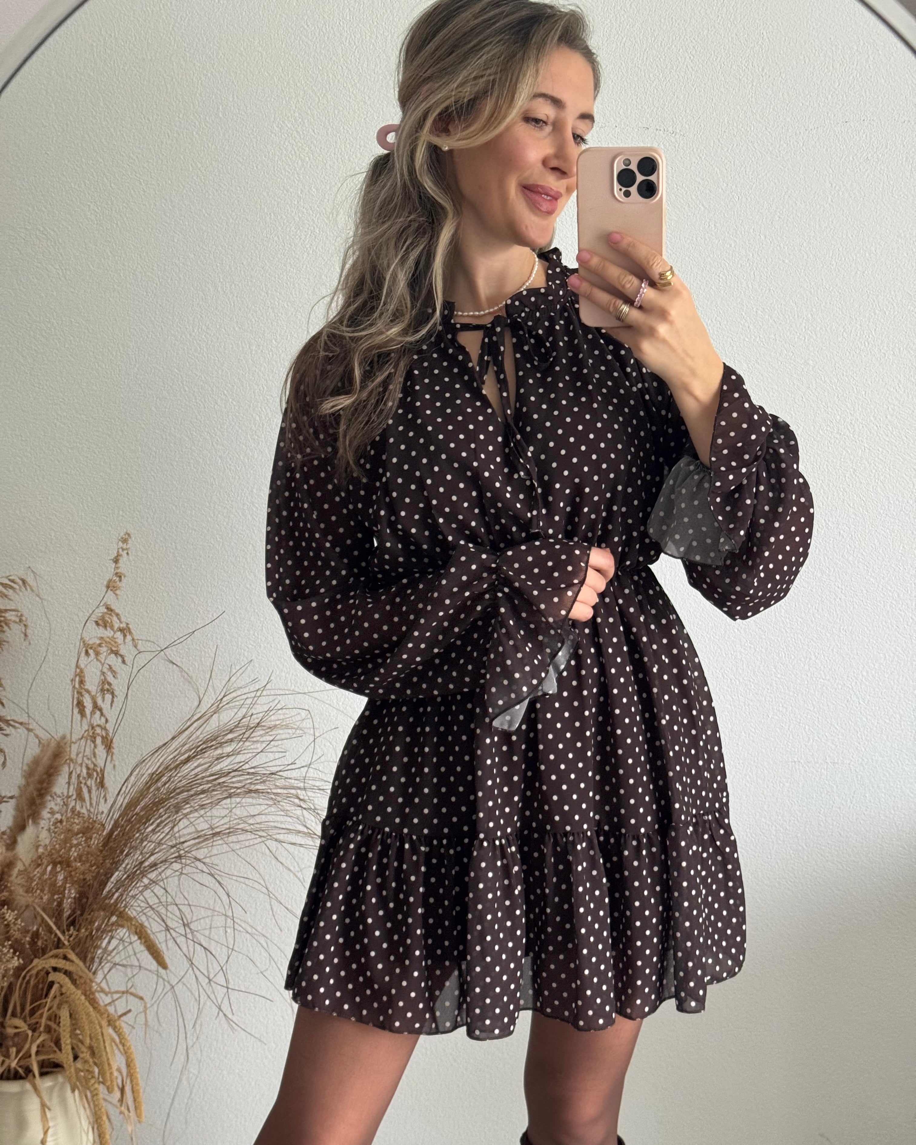 Kleid Polka Dot Braun
