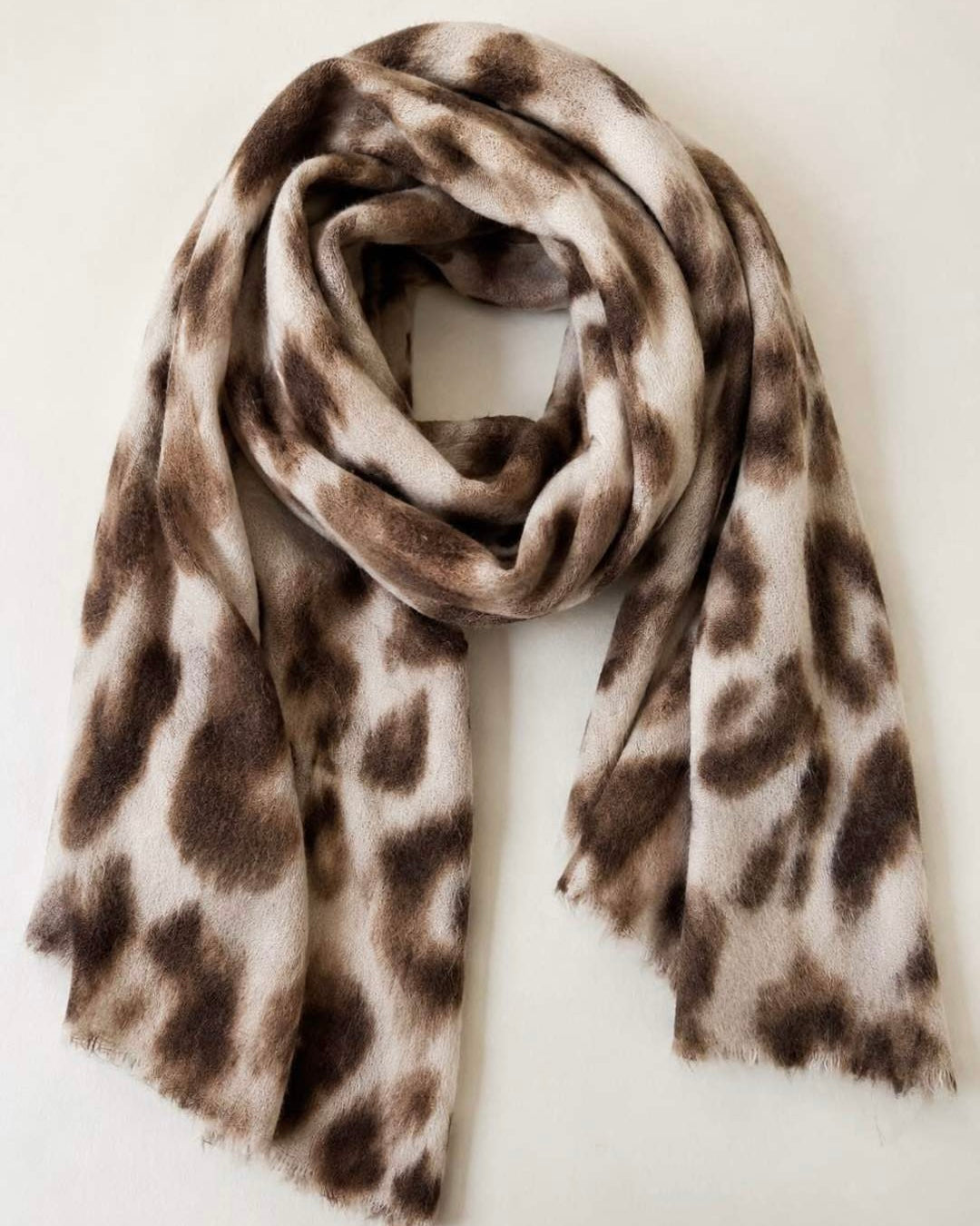 Viskose Schal Leoprint Braun