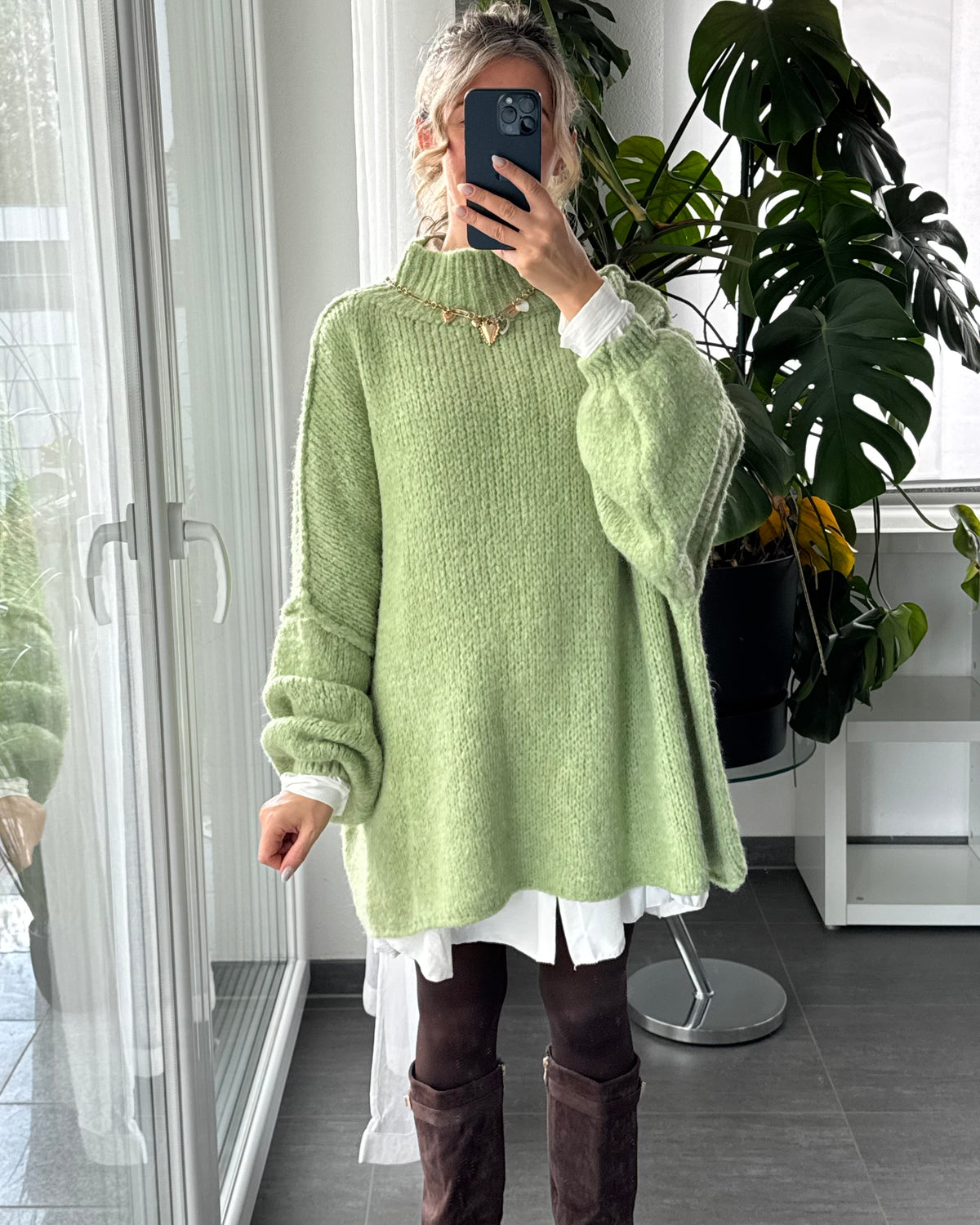 Flauschi Oversize Pulli Apfelgrün