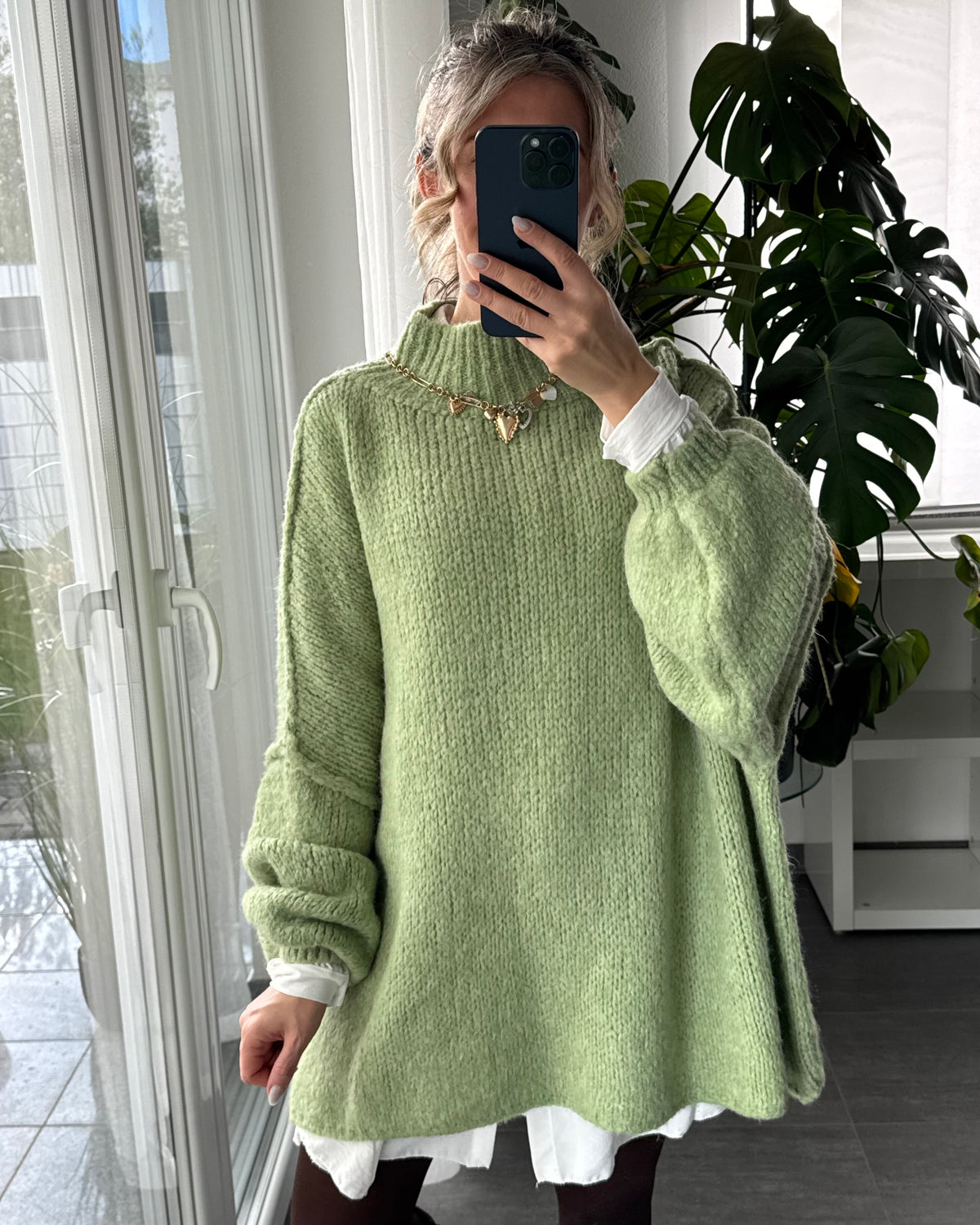 Flauschi Oversize Pulli Apfelgrün