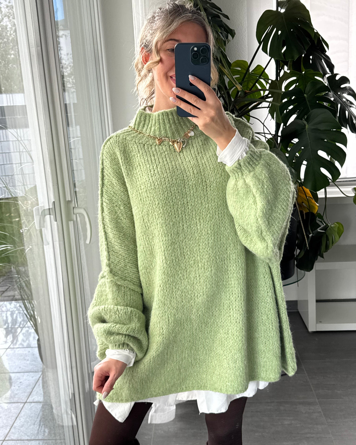 Flauschi Oversize Pulli Apfelgrün